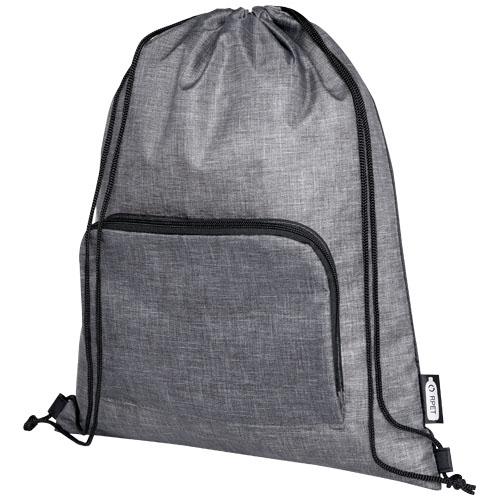 Sac pliable publicitaire 7L avec cordon de serrage Gris et Noir